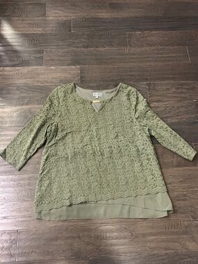 JM Collection Blouse Shirt Top green Womens Size XXL